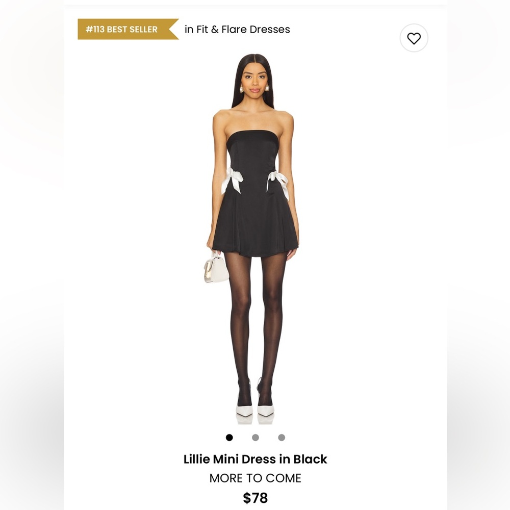 Chic Strapless Black Dress with White Bows